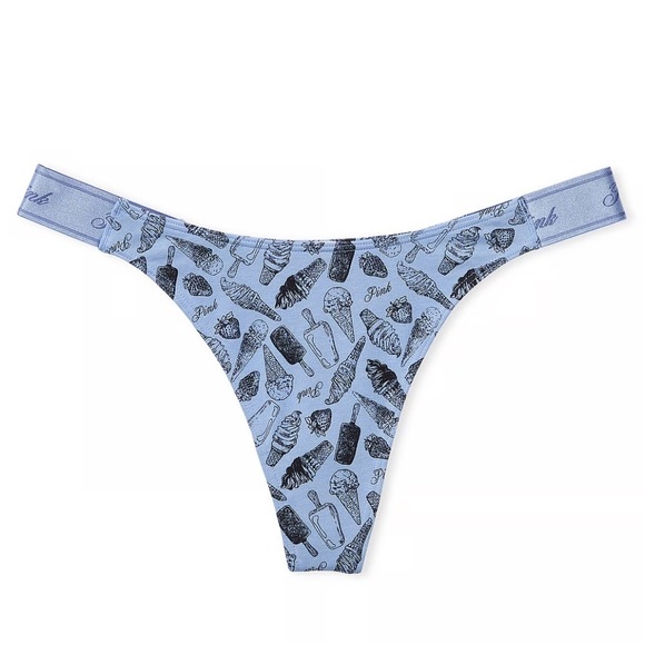 NWT VS’s PINK COTTON SHIMMER HIGH-LEG THONG Ice Cream Cone pattern. Small. - Picture 1 of 5